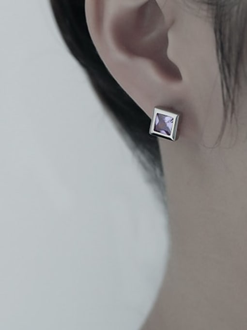 TINGS Brass Cubic Zirconia Geometric Minimalist Stud Earring 1
