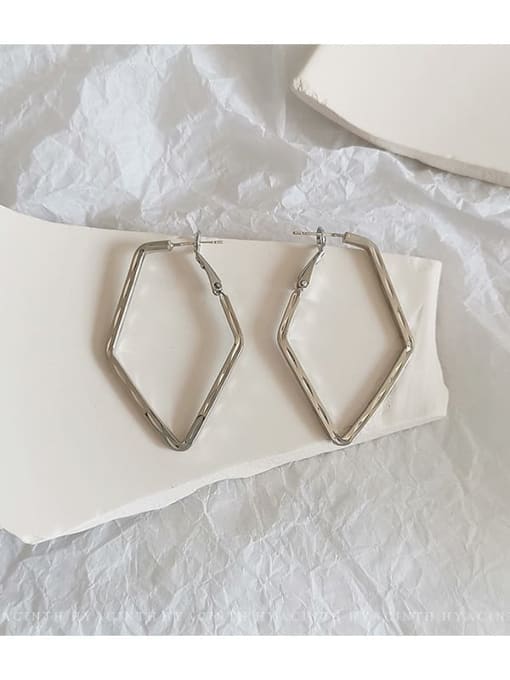 white K Copper Hollow Geometric Minimalist Stud Trend Korean Fashion Earring