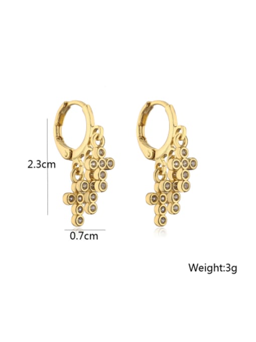 AOG Brass Cubic Zirconia Cross Minimalist Huggie Earring 1