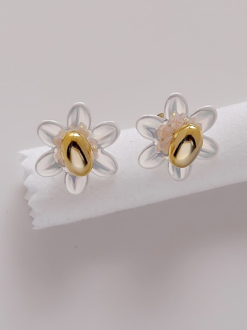 18K gold Brass Flower Minimalist Stud Earring