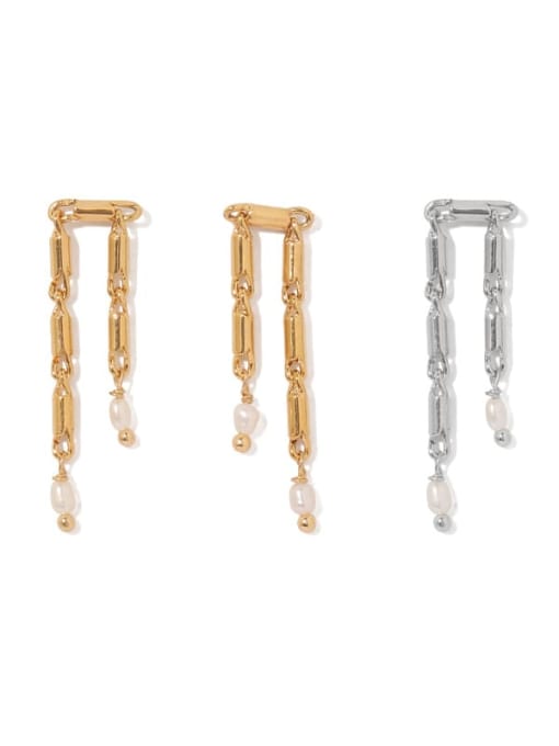 ACCA Brass Imitation Pearl Tassel Vintage Drop Earring 3