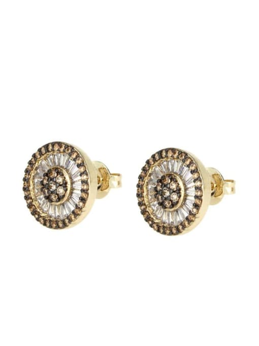 renchi Brass Cubic Zirconia Round Vintage Stud Earring 0
