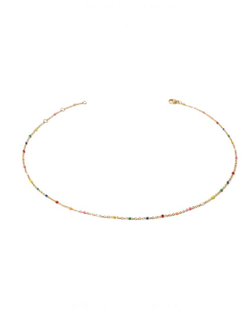 Five Color Stainless steel Enamel Geometric Minimalist Necklace 0