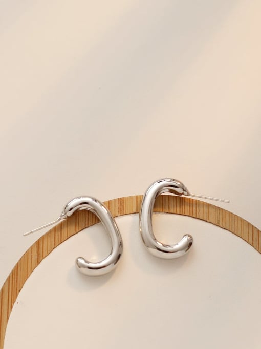 HYACINTH Copper Smooth C shape   Minimalist Stud Trend Korean Fashion Earring 2