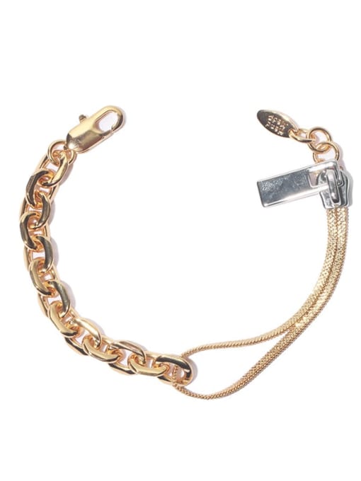 Golden chain Brass Geometric Hip Hop Link Bracelet