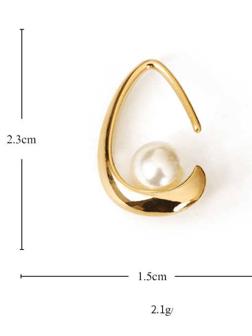 ACCA Brass Imitation Pearl Water Drop Minimalist Stud Earring 2