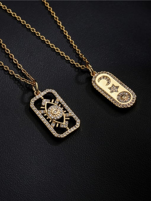 AOG Brass Cubic Zirconia  Vintage Geometric Pendant Necklace