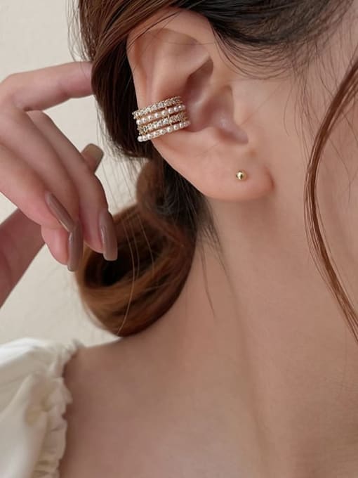 YOUH Brass Cubic Zirconia Geometric Trend Huggie Earring 1