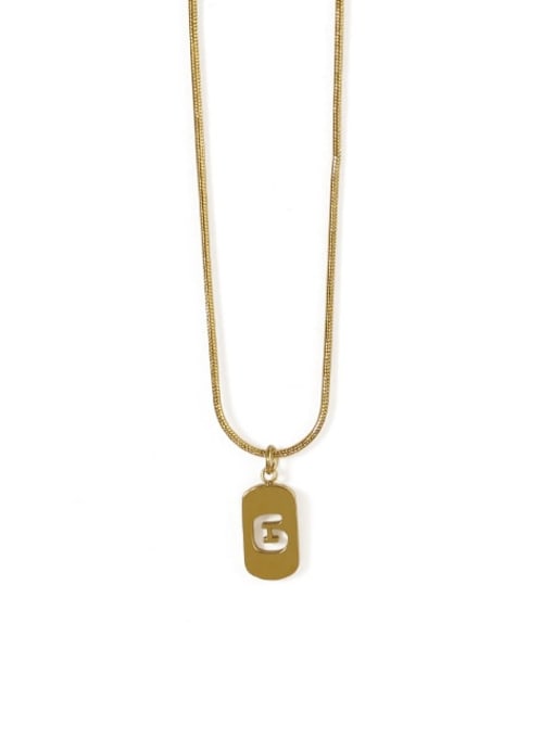 Gold 6 Titanium Steel Number Minimalist Pendant Necklace
