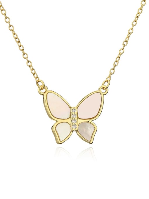 23158 Brass Shell Butterfly Heart Minimalist Necklace