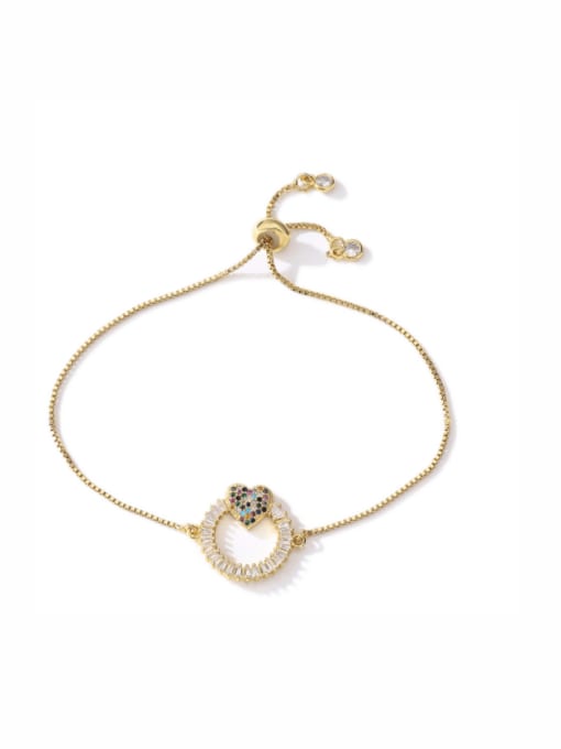 30672 Brass Cubic Zirconia Geometric Vintage Adjustable Bracelet