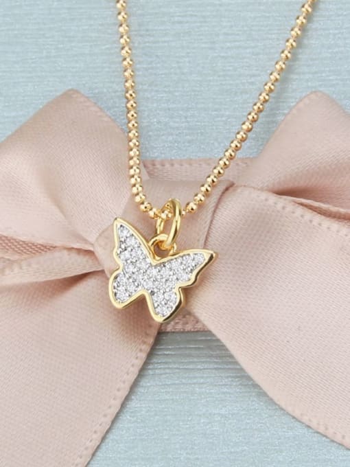Gold plated white zirconium Brass Cubic Zirconia Butterfly Dainty Necklace