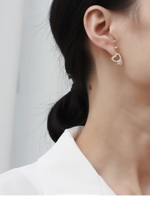 HYACINTH Copper Imitation Pearl Heart Dainty Stud Trend Korean Fashion Earring 1