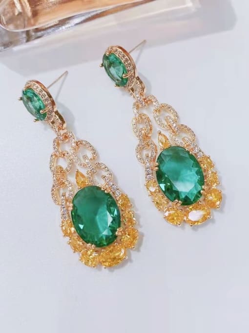 Colorful Zircon Earrings Brass Cubic Zirconia Geometric Luxury Cluster Earring