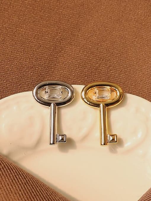 ACCA Brass Hollow Key Minimalist Single Earring(Single-Only One) 2