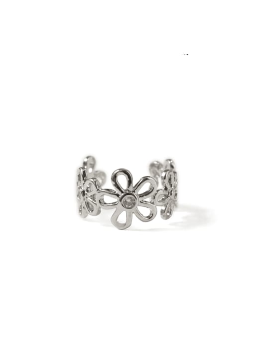 Five silver petals Brass Hollow Flower Minimalist Single Earring Only one earring