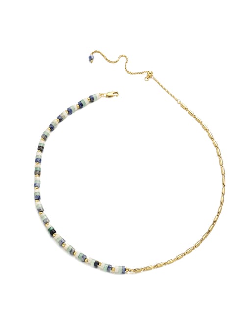 golden Brass Imitation Pearl Geometric Trend Asymmetrical Chain Necklace