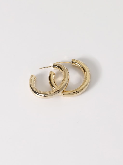 HYACINTH Brass Smooth Geometric Minimalist Hoop Trend Korean Fashion Earring 4