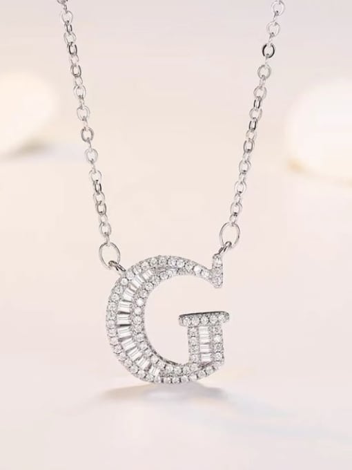 XL60392 G Brass Cubic Zirconia Letter Minimalist Necklace
