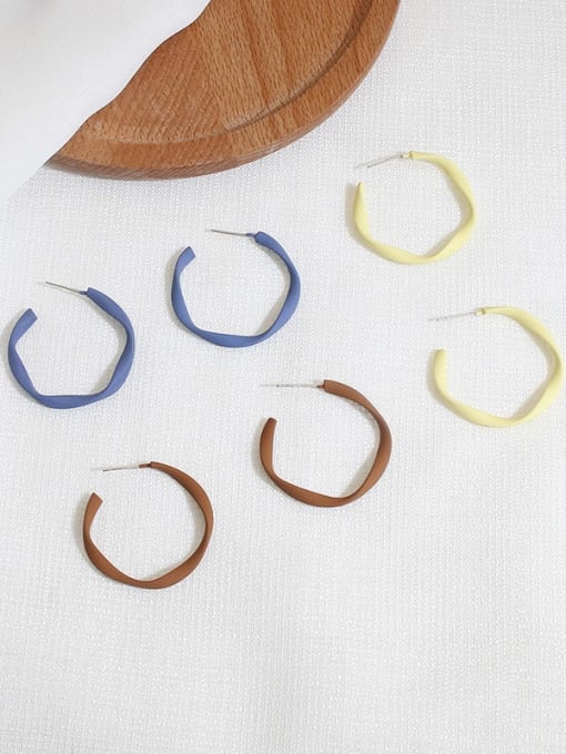HYACINTH Copper Enamel Round Minimalist Hoop Trend Korean Fashion Earring