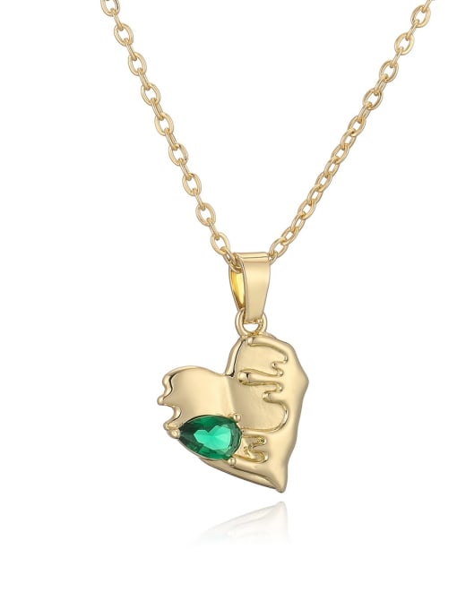 24491 Brass Cubic Zirconia Heart Trend Necklace
