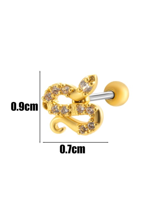 6  # Gold--Single Brass Cubic Zirconia Bowknot Minimalist Single Earring
