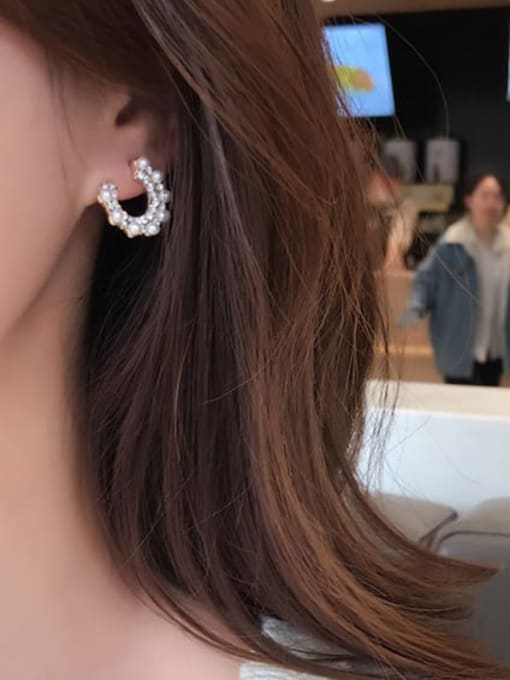 HYACINTH Copper Imitation Pearl Geometric Ethnic Stud Trend Korean Fashion Earring 1