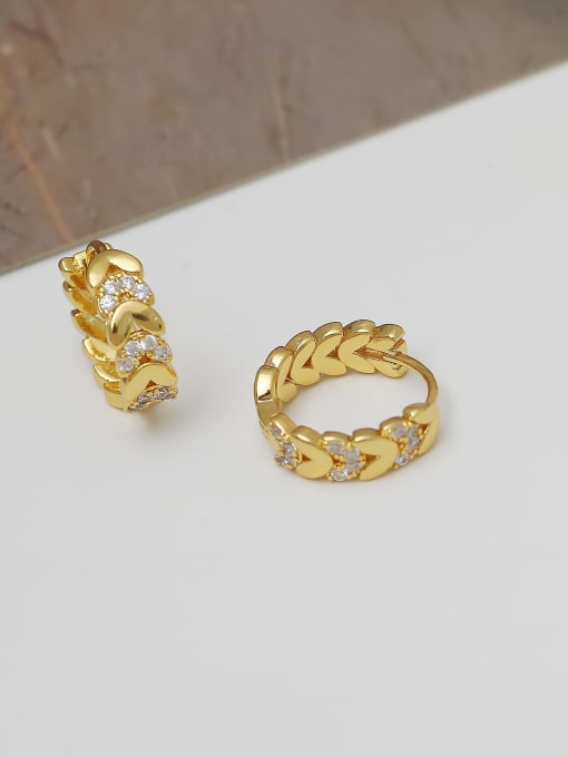 16k gold Brass Cubic Zirconia Geometric Minimalist Huggie Earring
