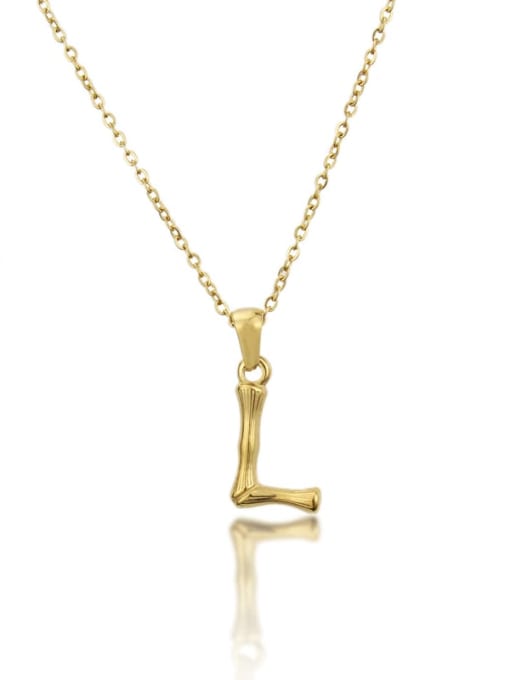 L Titanium Rhinestone minimalist letter Pendant Necklace