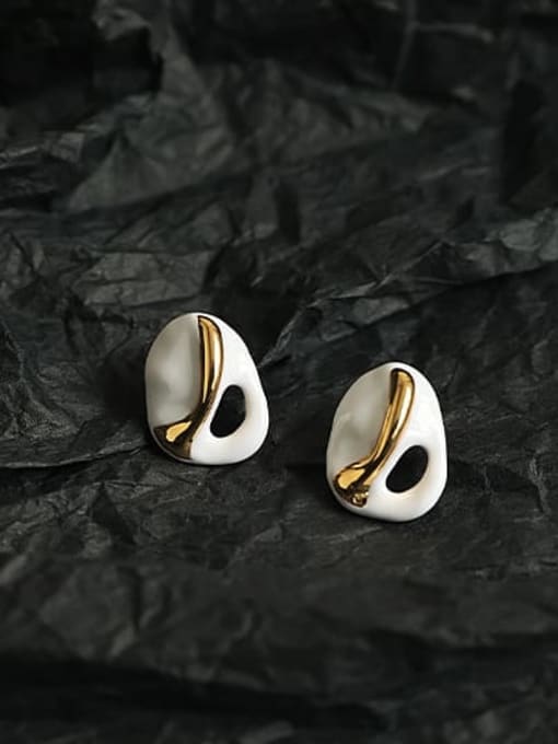 ACCA Brass Enamel Geometric Vintage Stud Earring 3