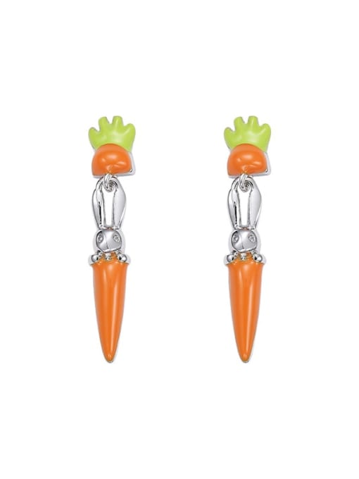 Carrot earrings Brass Enamel Irregular Carrot  Minimalist Drop Earring