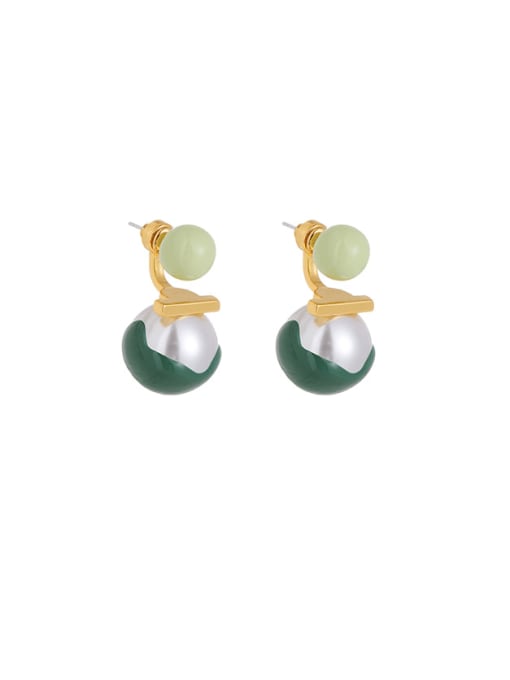 Five Color Brass Enamel Round Ball Minimalist Drop Earring 0