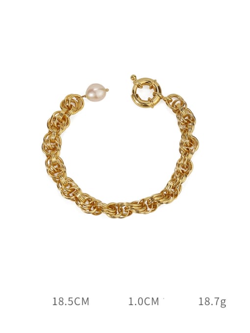 Five Color Brass Imitation Pearl Geometric Vintage Link Bracelet 3