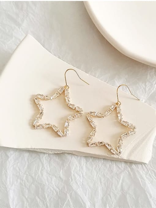 14K gold Copper Cubic Zirconia Star Minimalist Hook Trend Korean Fashion Earring