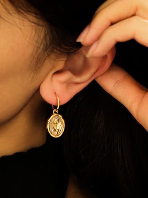 ACCA Brass Shell Heart Vintage Drop Earring 1