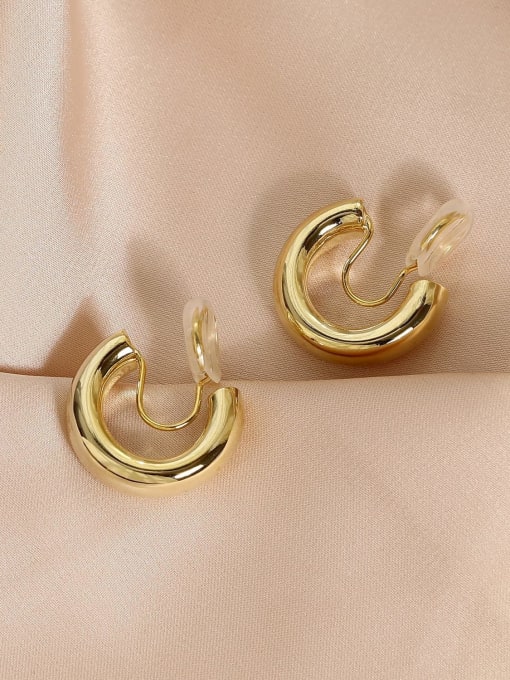 HYACINTH Brass Smooth Geometric Minimalist Clip Earring 0