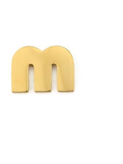 M Ony One Titanium smooth Letter Minimalist Stud Earring(single only one )