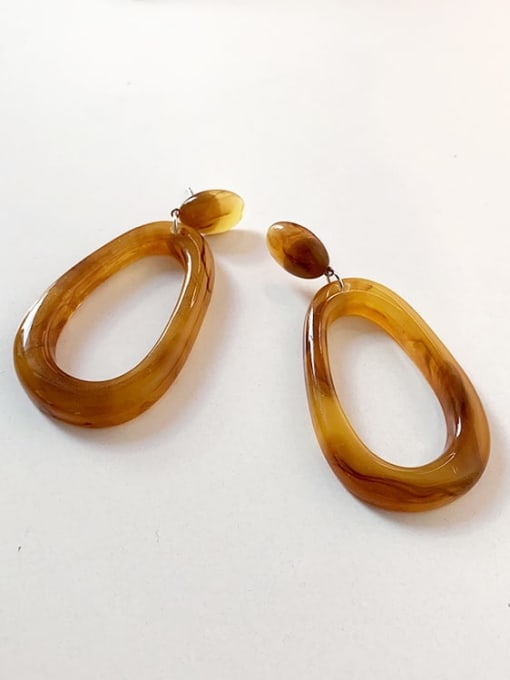 F115 Amber Resin Water Drop Vintage Drop Earring