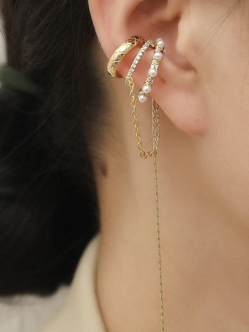 HYACINTH Brass Imitation Pearl Tassel Vintage Drop Trend Korean Fashion Earring 1