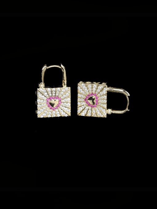 18K Gold Love Earrings Brass Cubic Zirconia Locket Luxury Cluster Earring