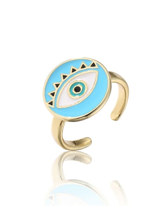 10979 Brass Enamel Evil Eye Minimalist Band Ring