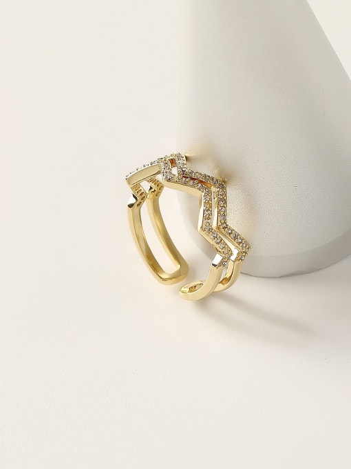 HYACINTH Brass Cubic Zirconia Geometric Minimalist Stackable Fashion Ring 2