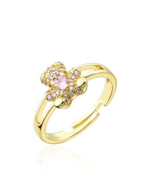 11393 Brass Cubic Zirconia Bear Cute Stackable Ring