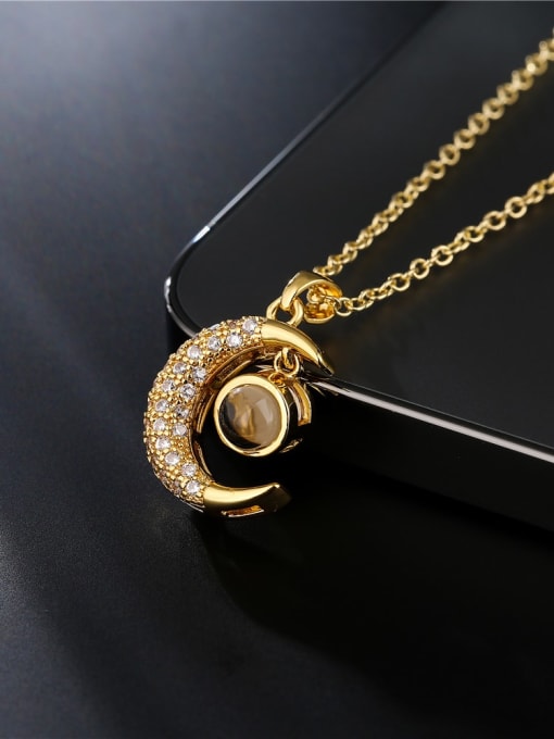 AOG Brass Cubic Zirconia Moon Vintage Necklace 1