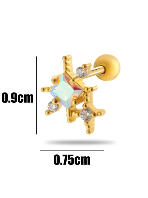 3# Gold-- Single Brass Cubic Zirconia Bowknot Tassel Trend Single Earring
