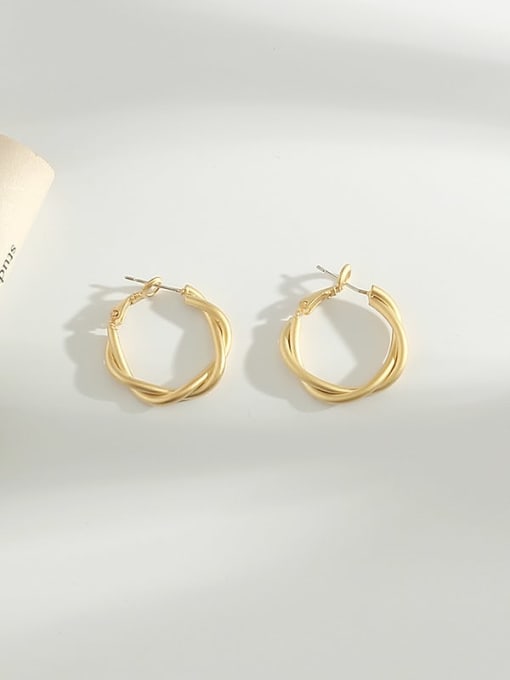matte gold Copper Hollow Geometric Minimalist Hoop Trend Korean Fashion Earring