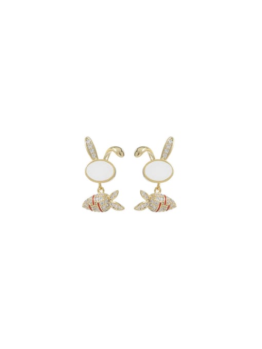 YOUH Brass Cubic Zirconia Rabbit Dainty Stud Earring 0