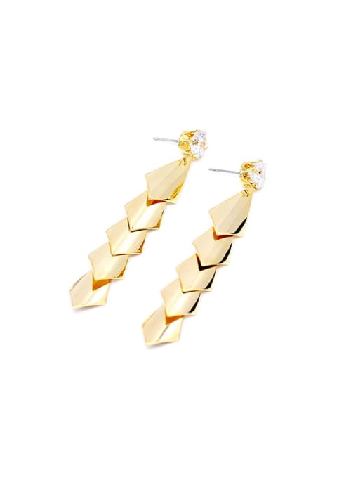 HYACINTH Copper Smooth Geometric Minimalist Long Drop Trend Korean Fashion Earring 0