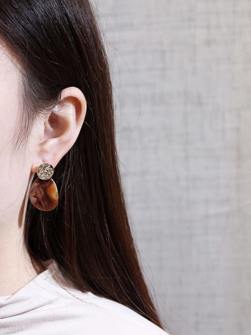 HYACINTH Copper Rhinestone Acrylic Geometric Minimalist Drop Trend Korean Fashion Earring 1