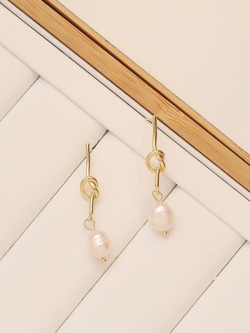 HYACINTH Copper Freshwater Pearl Geometric Minimalist Drop Trend Korean Fashion Earring 4